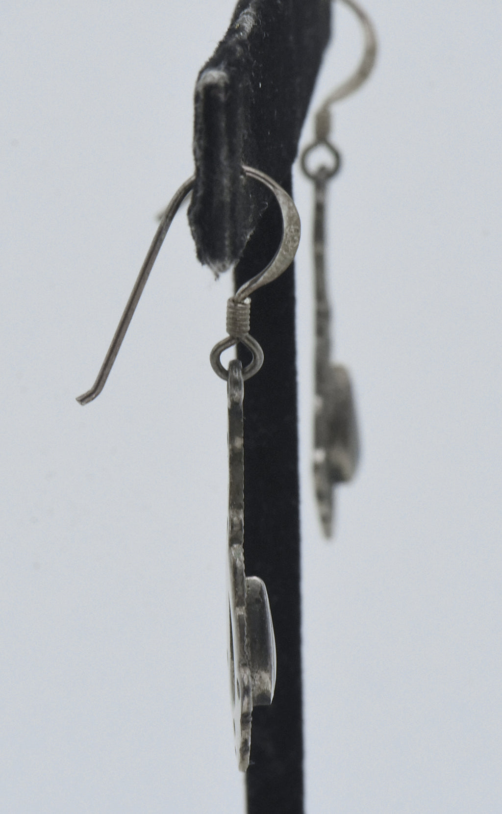 Vintage Sterling Silver Black Onyx Dangle Earrings