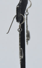 Vintage Sterling Silver Black Onyx Dangle Earrings