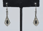 Vintage Sterling Silver Black Onyx Dangle Earrings
