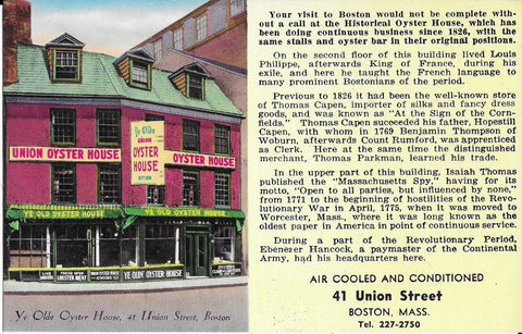 Vintage Postcard of Boston's Union Oyster House