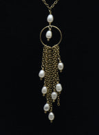 Vintage Sterling Silver and Pearls Tassel Pendant Chain Necklace