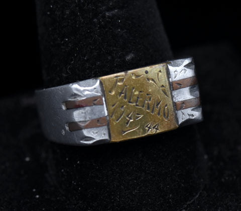 Vintage Handmade WWII Trench Art Italian Campaign Ring - Size 11