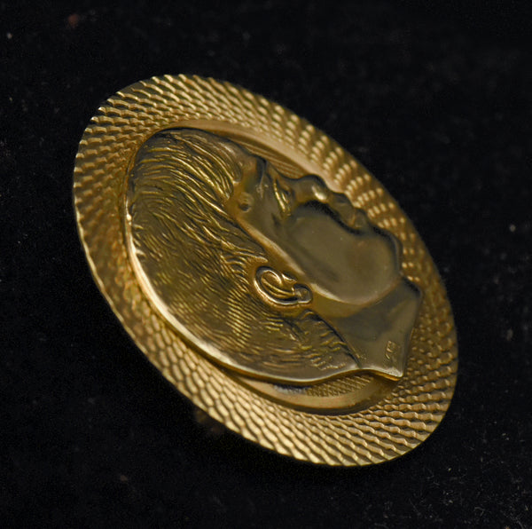 Vintage 14k Gold Boy's Profile Brooch