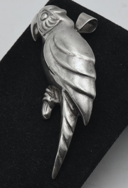 Vintage Sterling Silver Parrot Brooch/Pendant