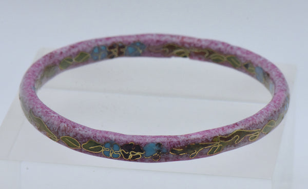 Vintage Purplish Pink Cloisonne Enamel Bangle Bracelet