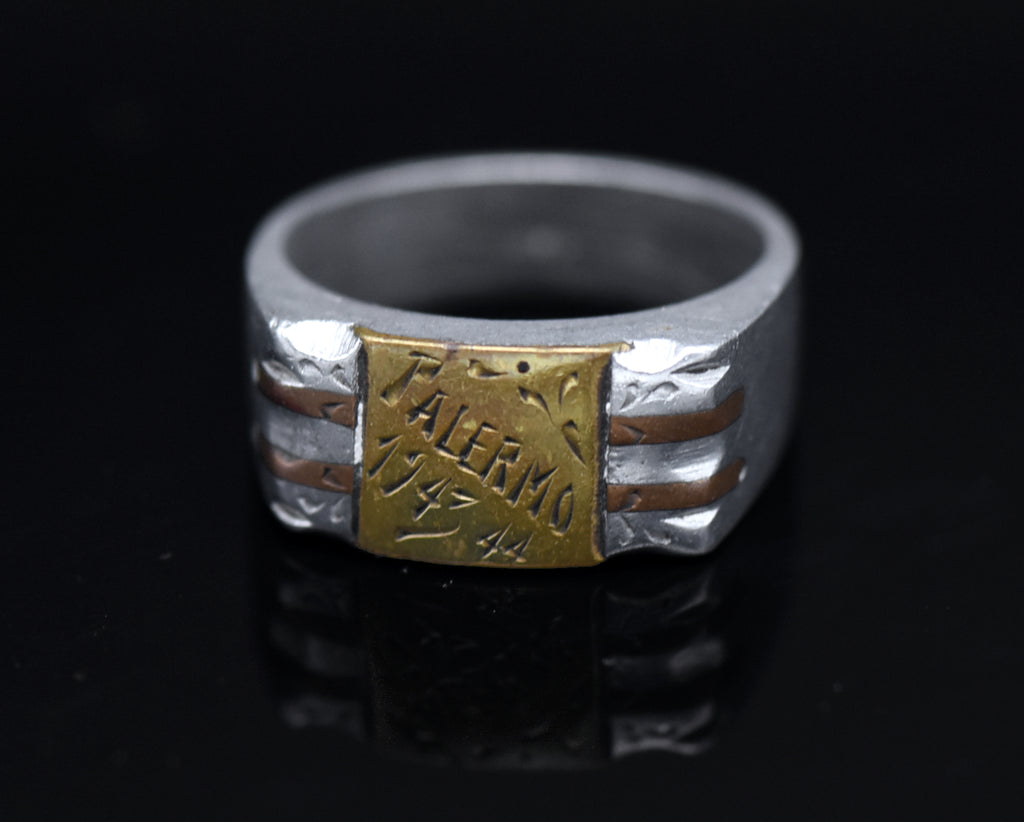 Vintage Handmade WWII Trench Art Italian Campaign Ring - Size 11