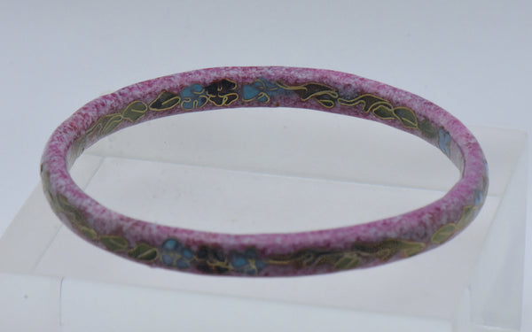 Vintage Purplish Pink Cloisonne Enamel Bangle Bracelet