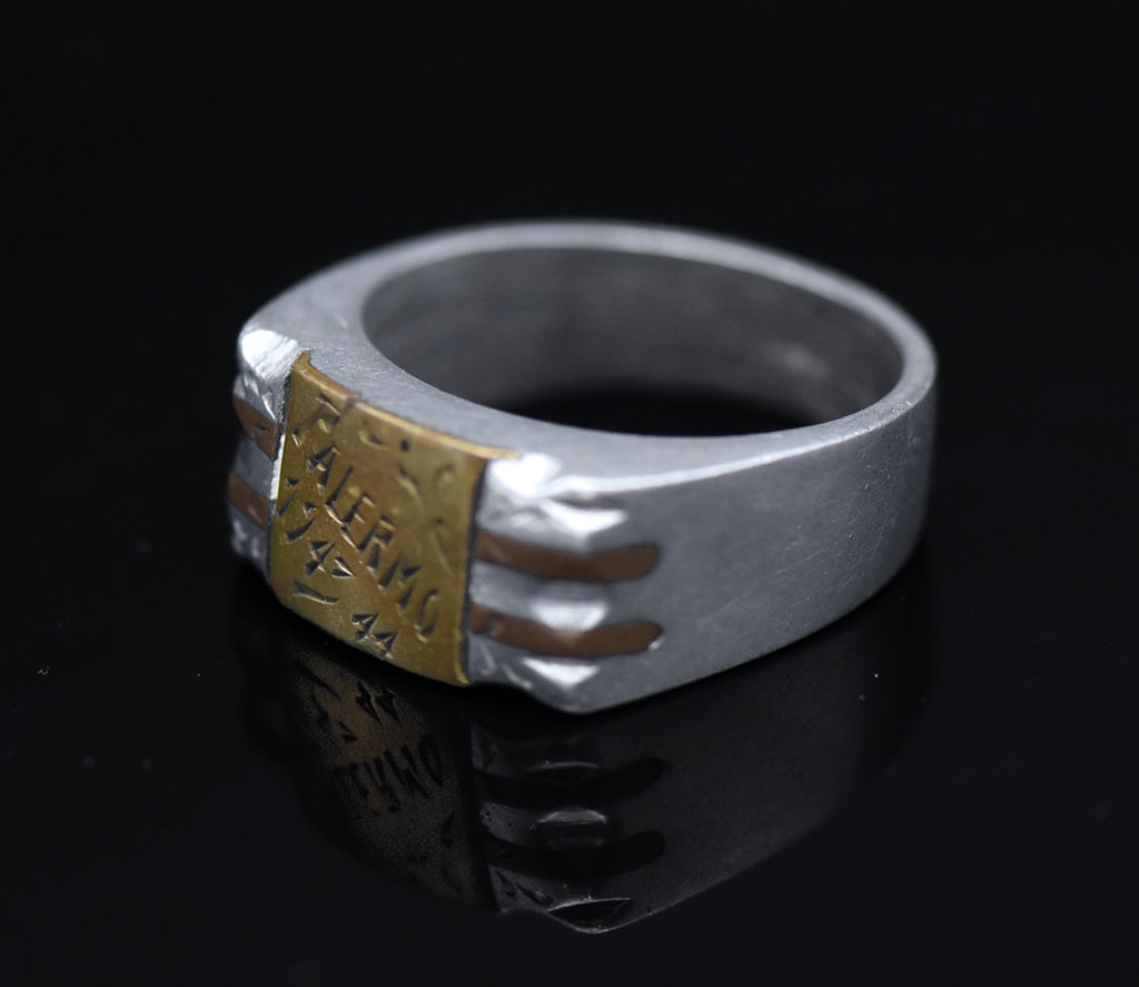 Vintage Handmade WWII Trench Art Italian Campaign Ring - Size 11