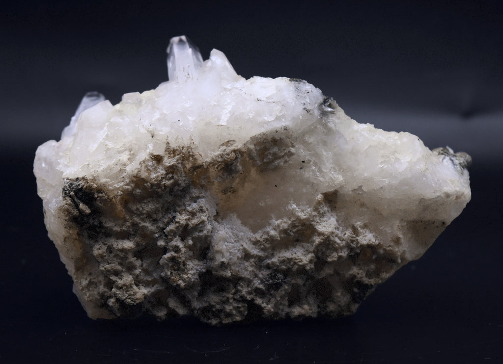 Marcasite on Pink Quartz Crystal Cluster Mineral Specimen - Mexico