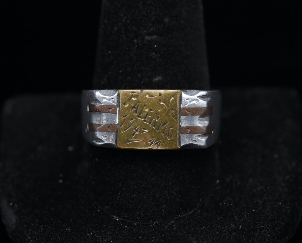 Vintage Handmade WWII Trench Art Italian Campaign Ring - Size 11