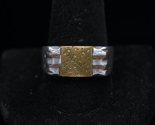 Vintage Handmade WWII Trench Art Italian Campaign Ring - Size 11