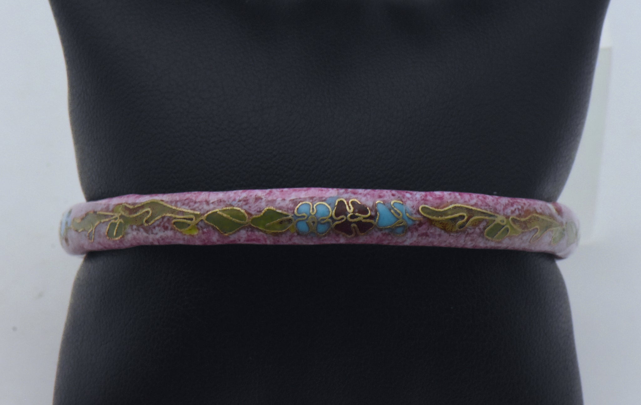 Vintage Purplish Pink Cloisonne Enamel Bangle Bracelet