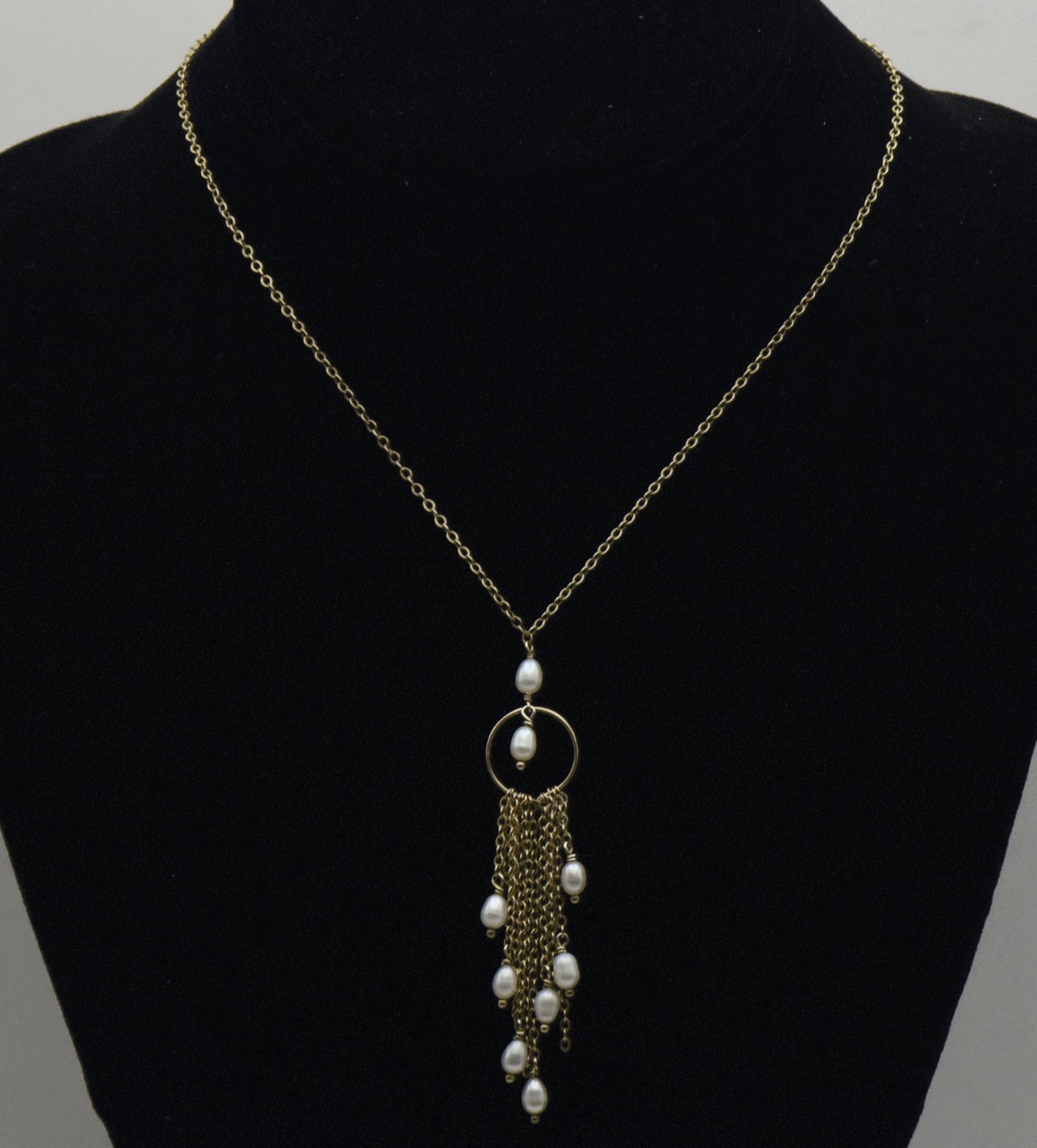 Vintage Sterling Silver and Pearls Tassel Pendant Chain Necklace