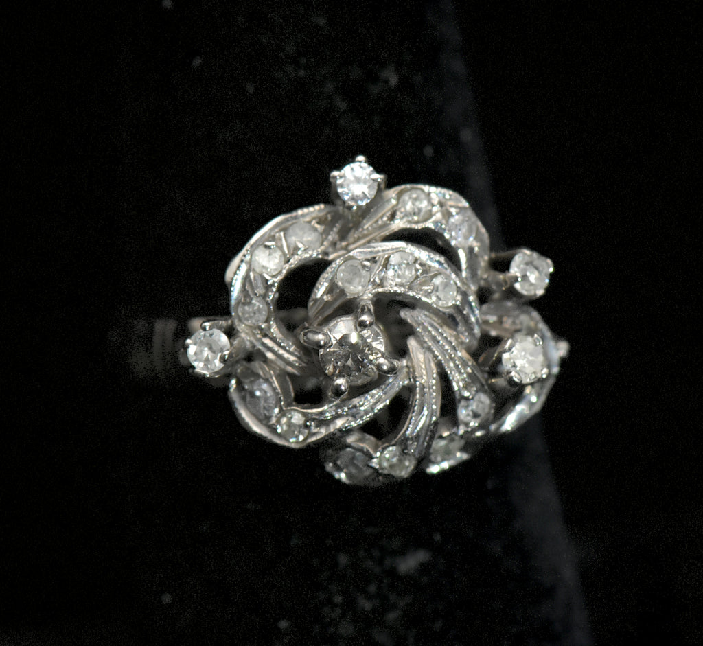 Vintage Palladium and Diamonds Ring - Size 6.5