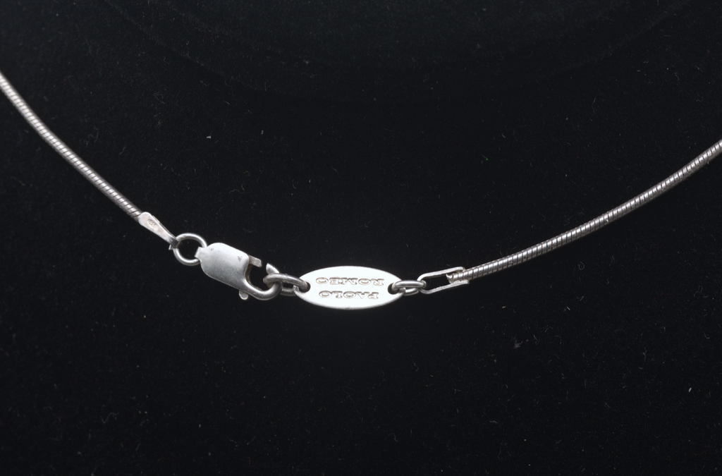 Vintage Turquoise and CZ Sterling Silver Cross Pendant on Sterling Silver Chain Necklace - 18.5"