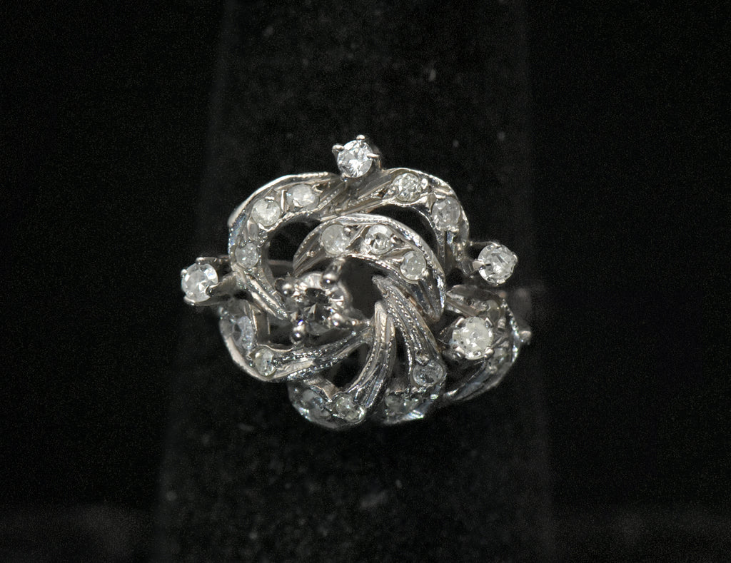 Vintage Palladium and Diamonds Ring - Size 6.5