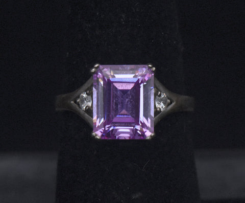 Vintage Purple Diamonique CZ Sterling Silver Ring - Size 6