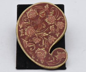 Vintage Brass and Enamel Floral Paisley LARGE Pendant