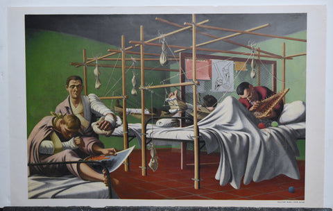 Vintage WWII Medical Art Lithograph "Fracture Ward" by Peter Blume