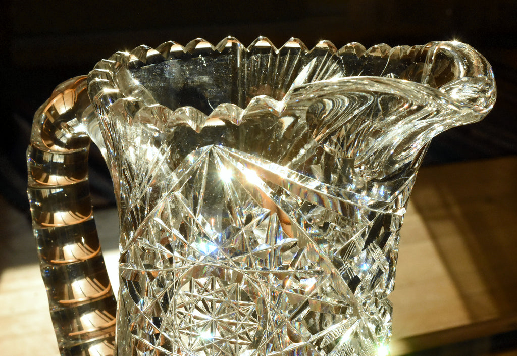 Antique Bohemian Cut Crystal Pitcher
