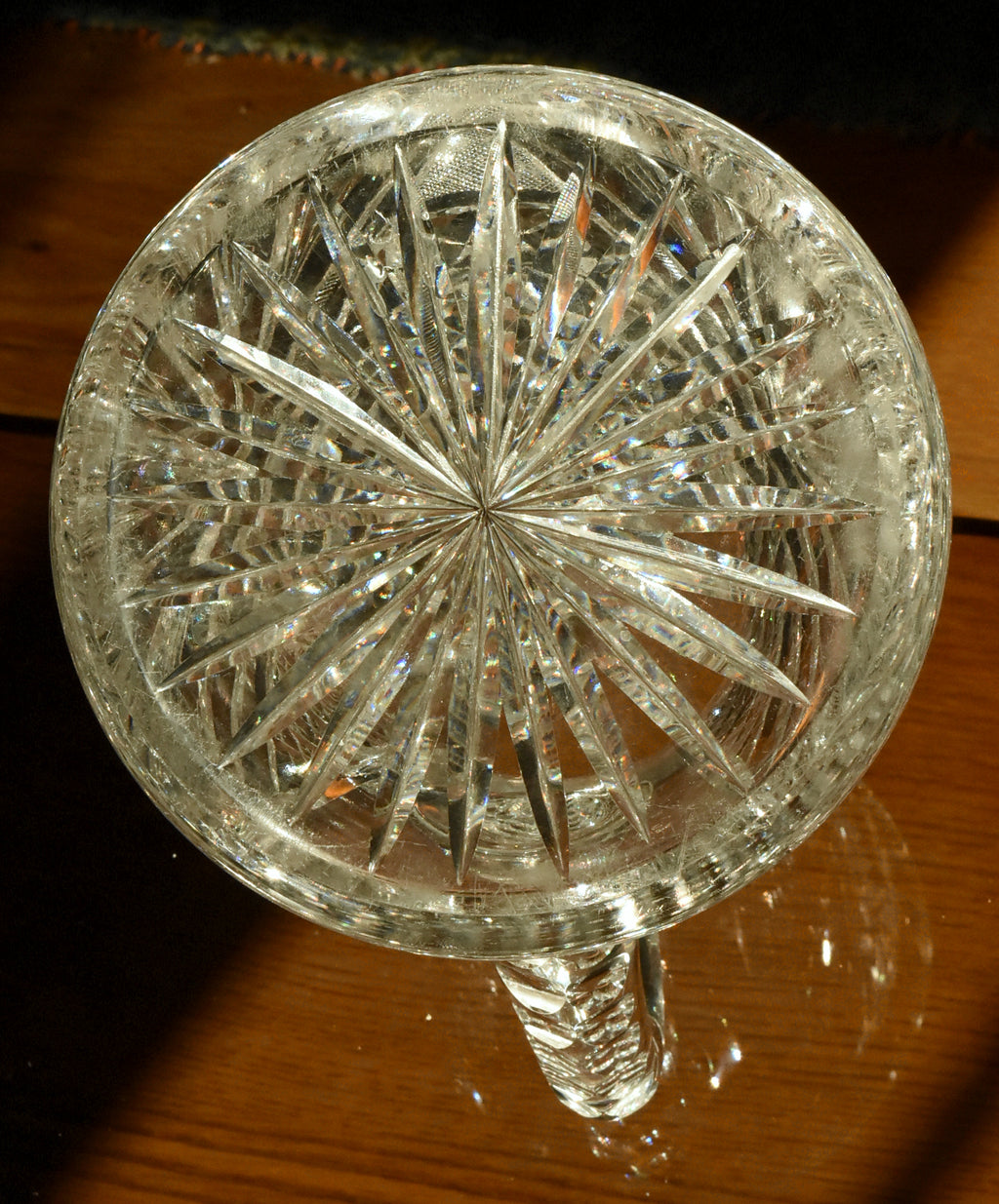 Antique Bohemian Cut Crystal Pitcher