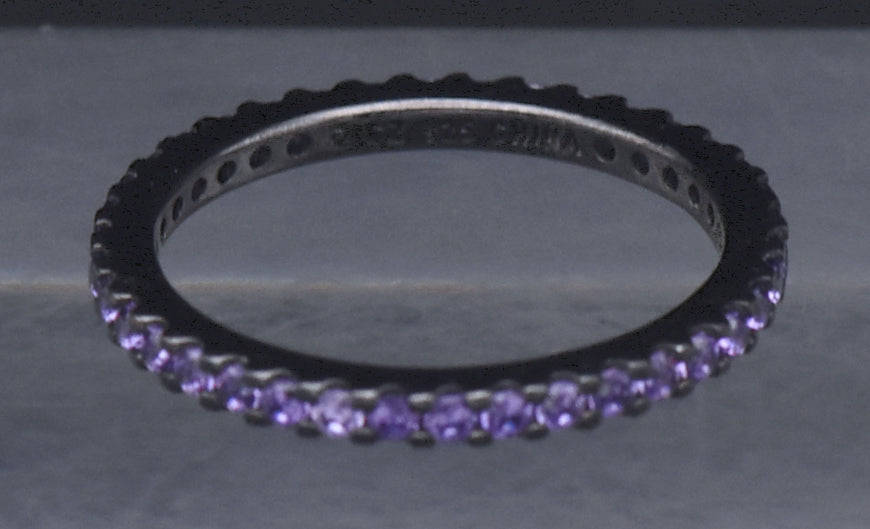 Sterling Silver Purple Cubic Zirconia Eternity Band - Size 6