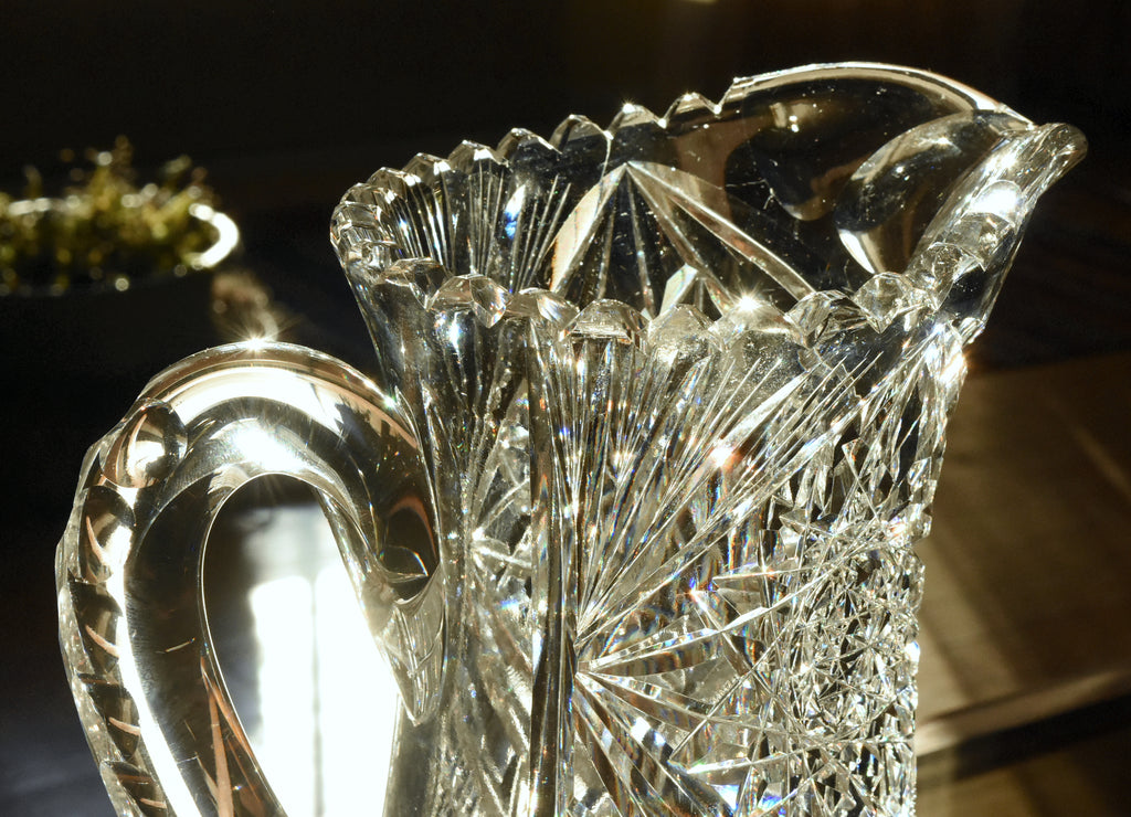 Antique Bohemian Cut Crystal Pitcher