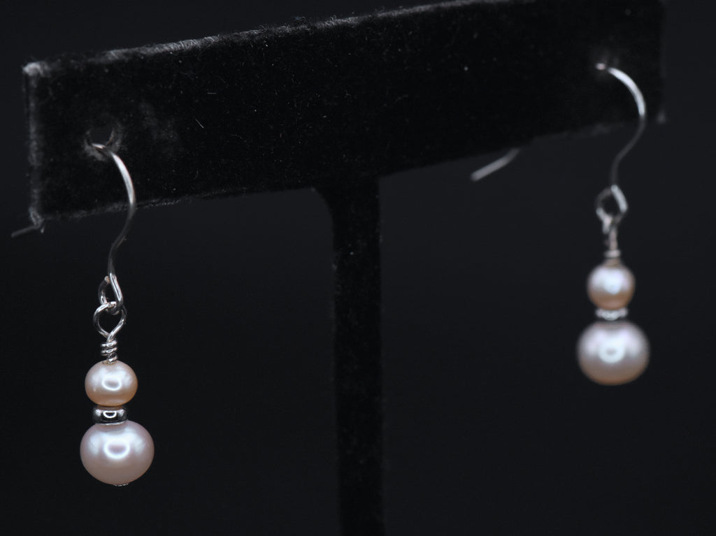 Vintage Pearls Sterling Silver Dangle Earrings