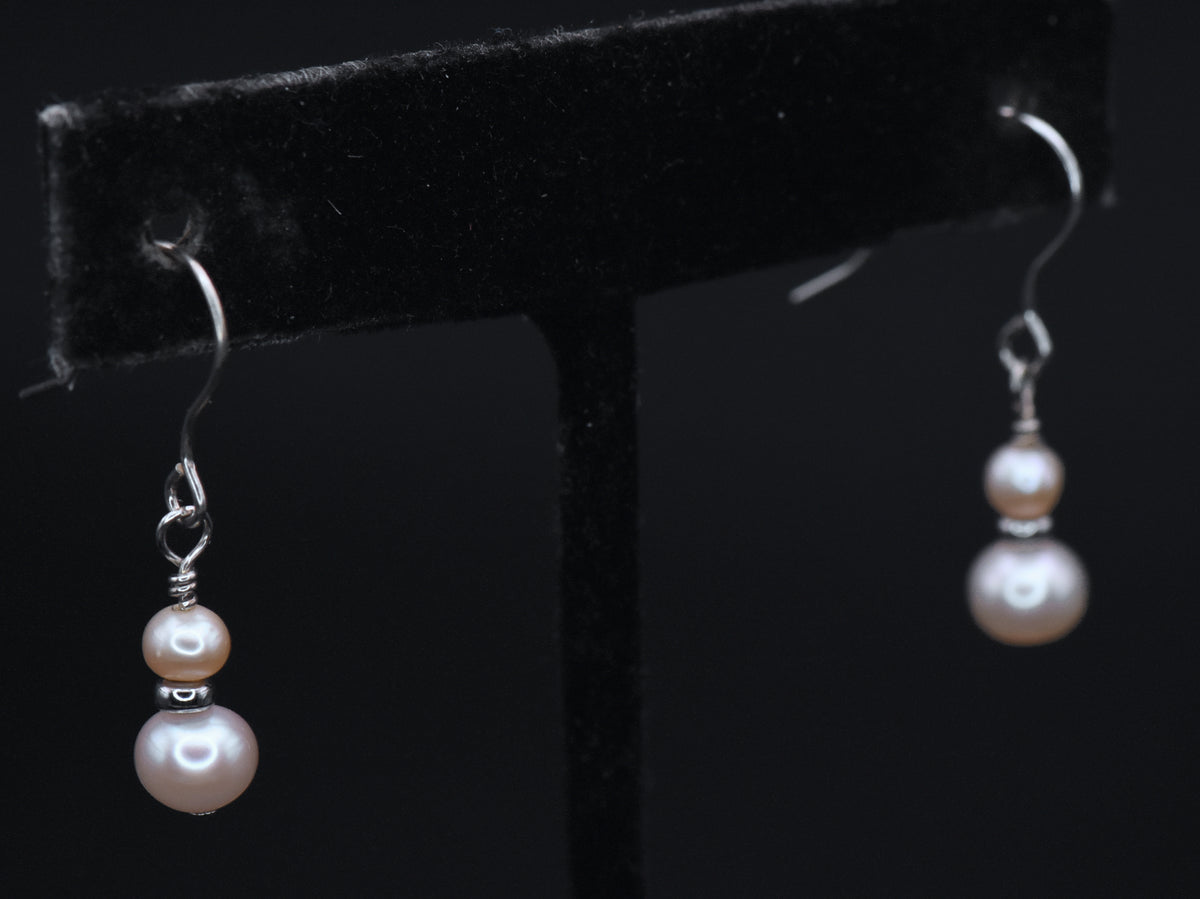 Vintage Pearls Sterling Silver Dangle Earrings