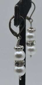 Vintage Faux Pearl and Rhinestone Dangle Earrings