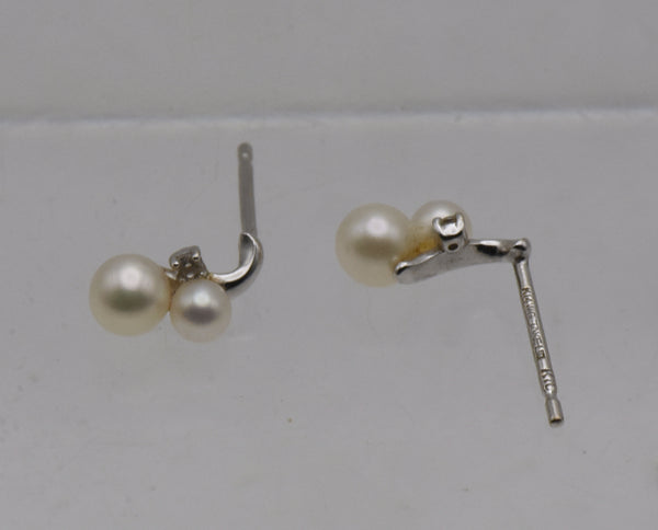 Vintage 14k White Gold Pearl Earrings