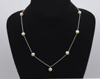 Sterling Silver Pearl Station Necklace - 18"