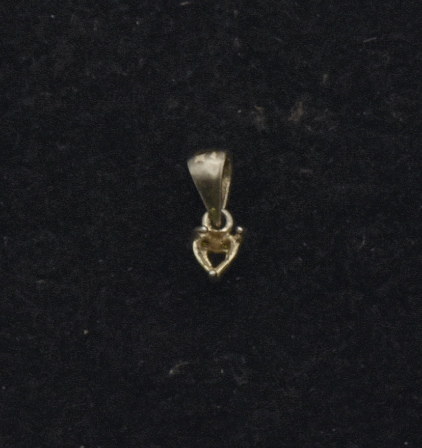 Tiny Vintage Sterling Silver Unmounted Pendant for Heart Cut Stone