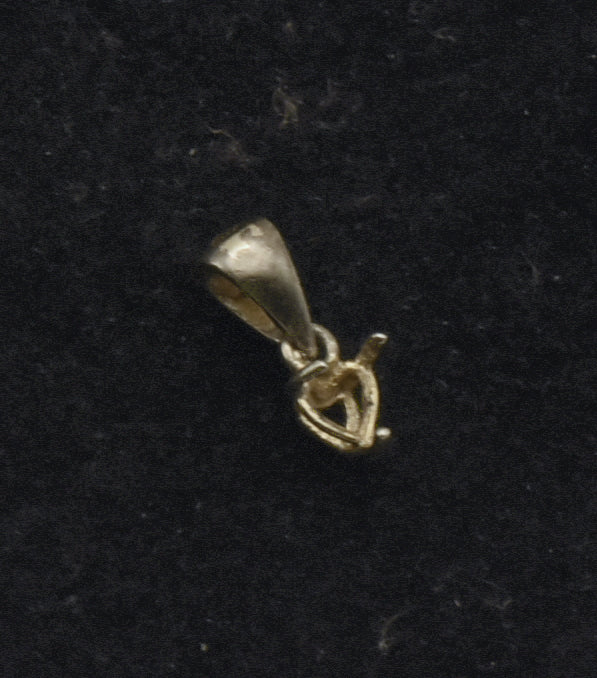 Tiny Vintage Sterling Silver Unmounted Pendant for Heart Cut Stone
