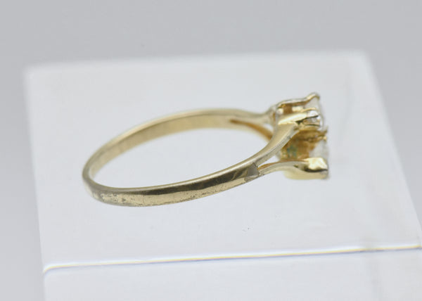 Vintage Cubic Zirconia Gold Tone Metal Ring - Size 10