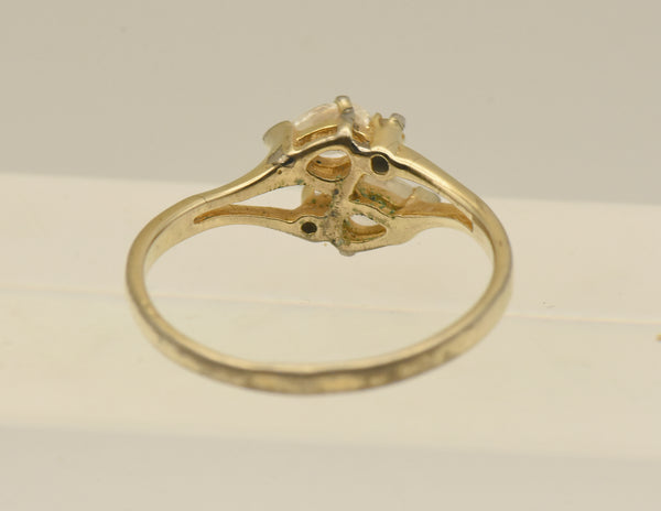 Vintage Cubic Zirconia Gold Tone Metal Ring - Size 10