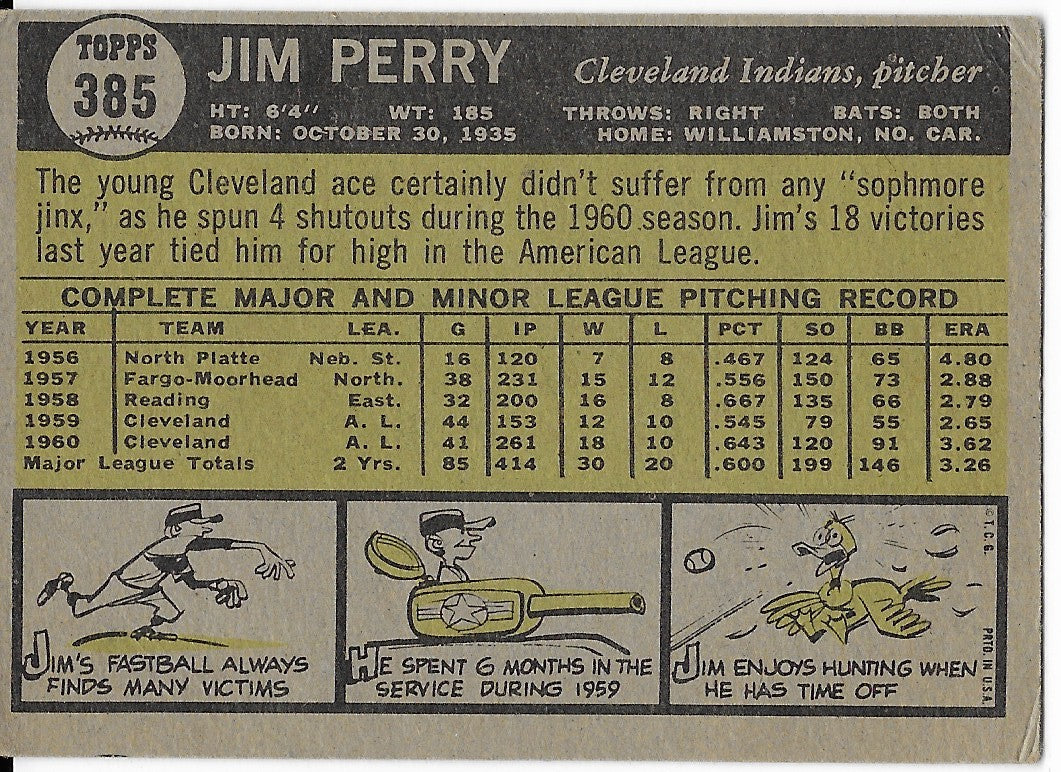 Topps - 1961 Jim Perry Trading Card