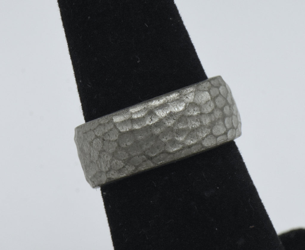 Vintage Pewter Hammered Texture Open Back Ring - Size 5.25