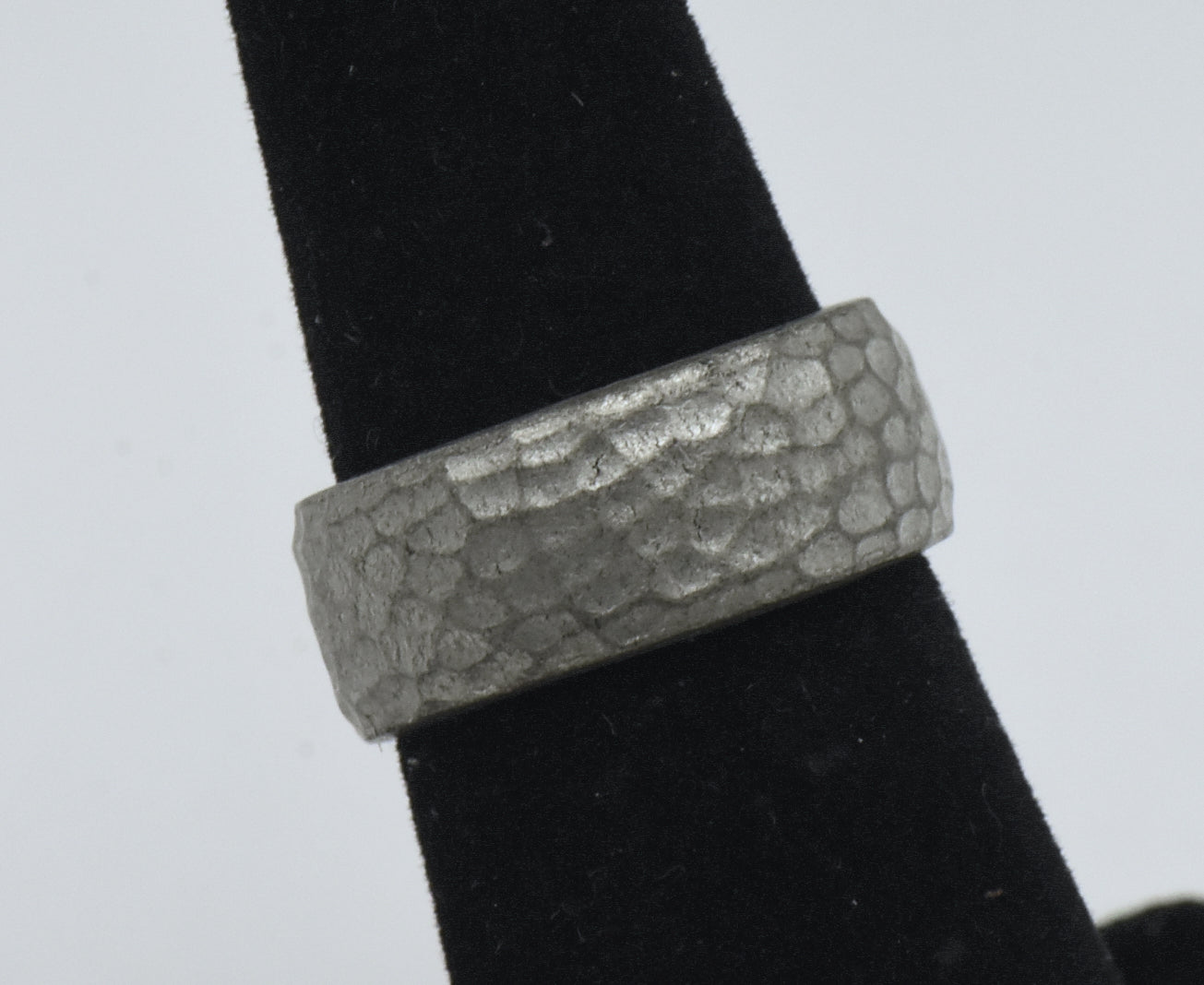 Vintage Pewter Hammered Texture Open Back Ring - Size 5.25