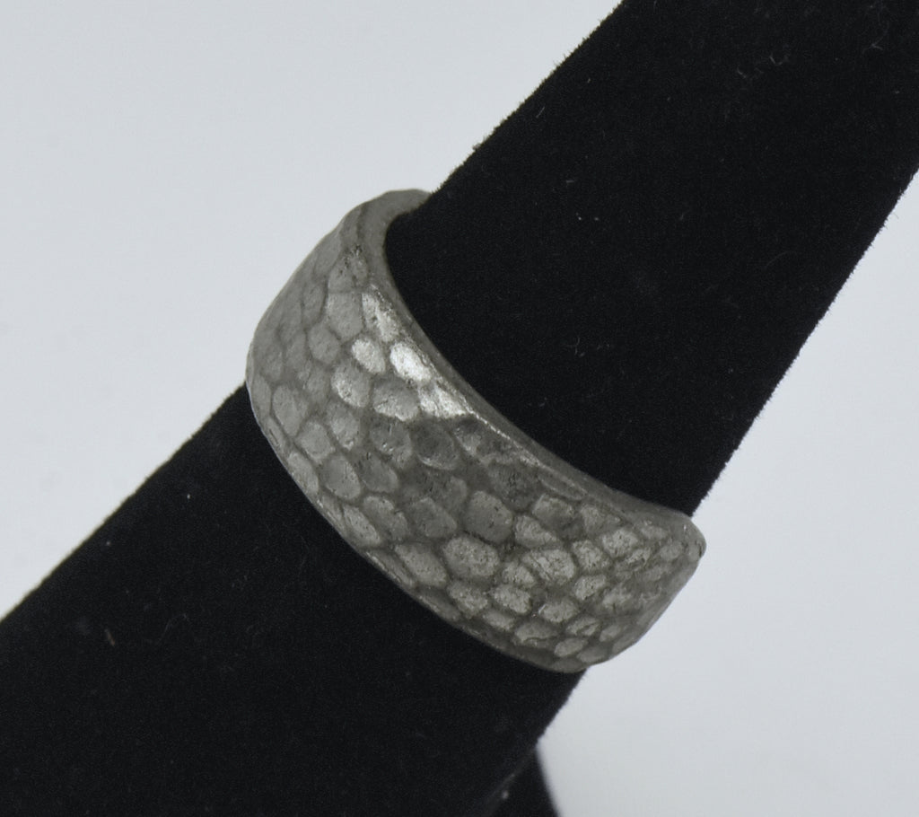 Vintage Pewter Hammered Texture Open Back Ring - Size 5.25
