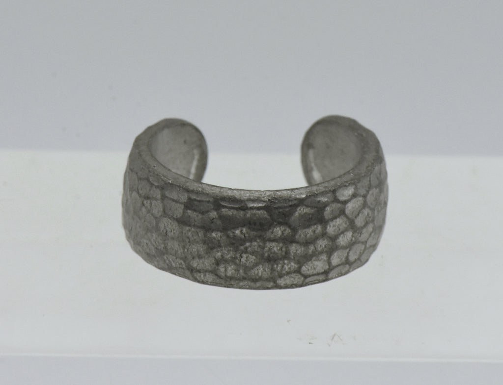 Vintage Pewter Hammered Texture Open Back Ring - Size 5.25