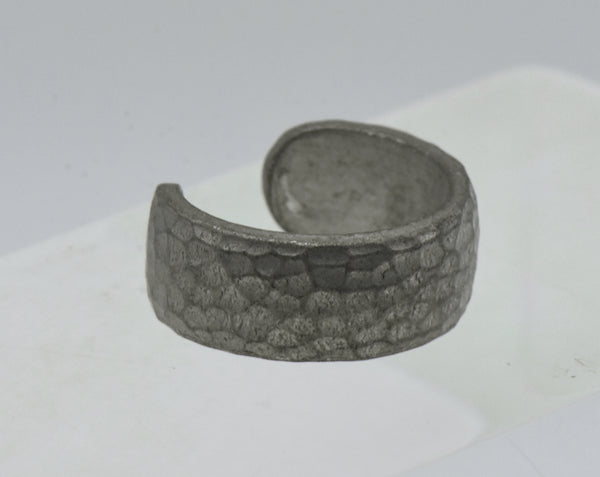 Vintage Pewter Hammered Texture Open Back Ring - Size 5.25