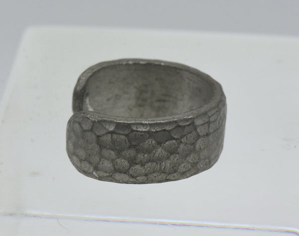Vintage Pewter Hammered Texture Open Back Ring - Size 5.25
