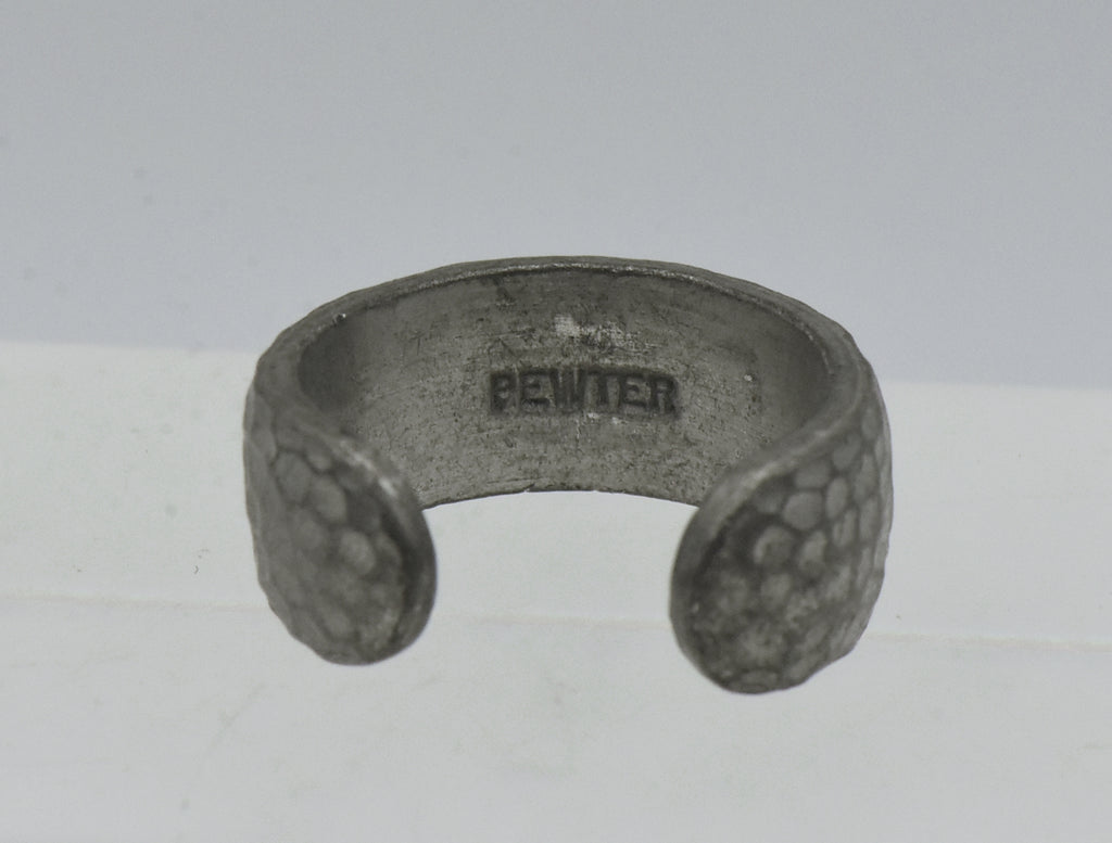 Vintage Pewter Hammered Texture Open Back Ring - Size 5.25