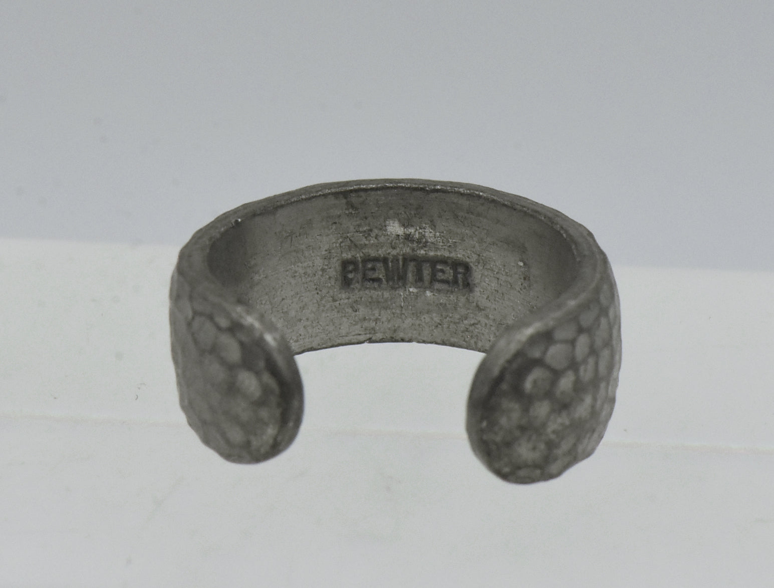 Vintage Pewter Hammered Texture Open Back Ring - Size 5.25