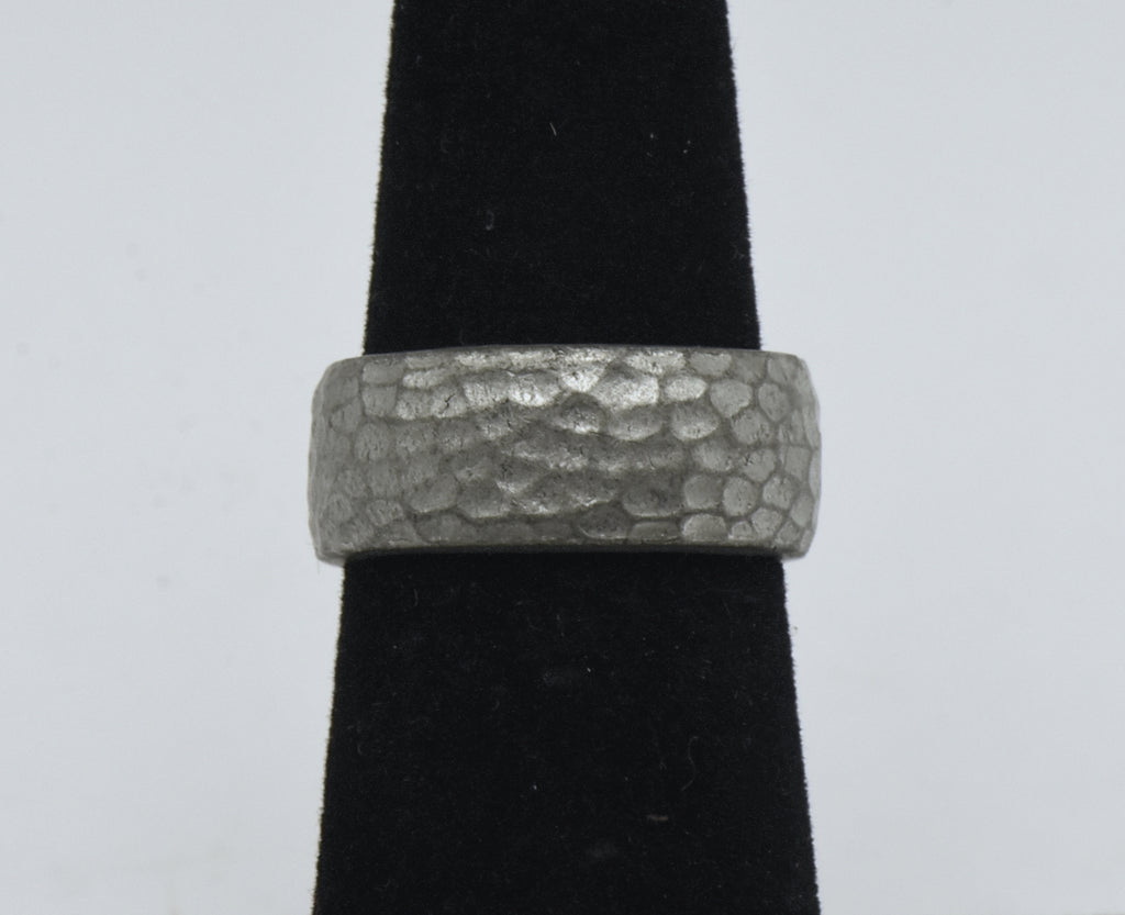 Vintage Pewter Hammered Texture Open Back Ring - Size 5.25