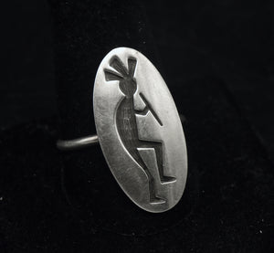 Perry Fred - Vintage Handmade Hopi Kokopelli Sterling Silver Ring - Size 11