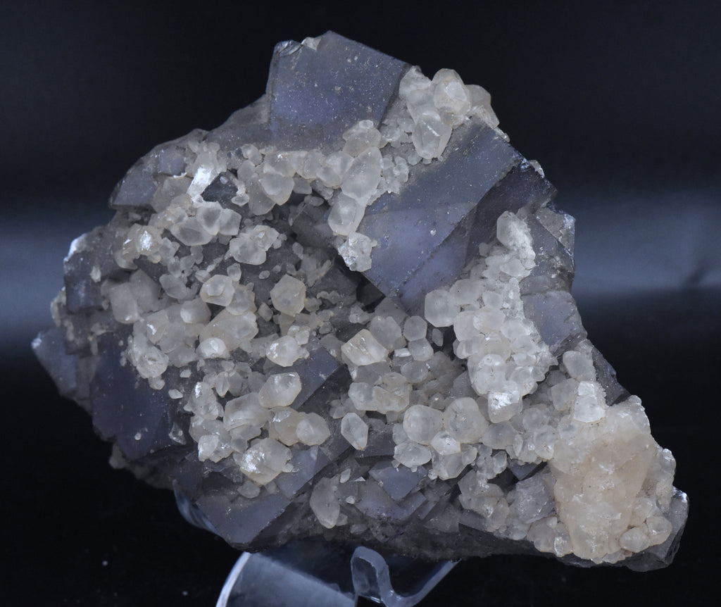 Purple Fluorite with Calcite Crystals Mineral Specimen