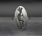 Perry Fred - Vintage Handmade Hopi Kokopelli Sterling Silver Ring - Size 11