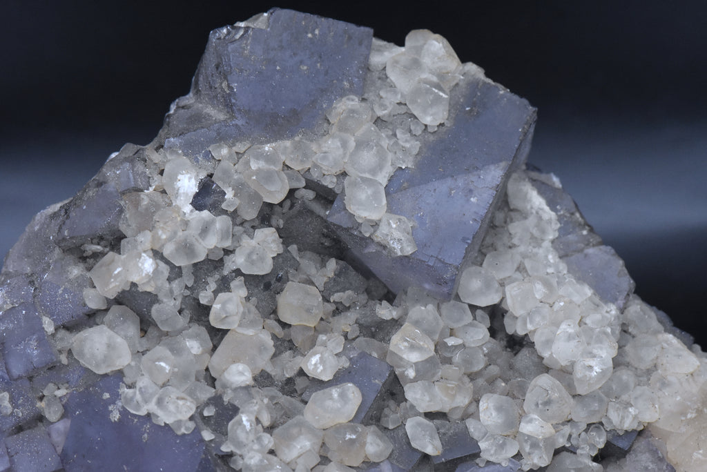 Purple Fluorite with Calcite Crystals Mineral Specimen